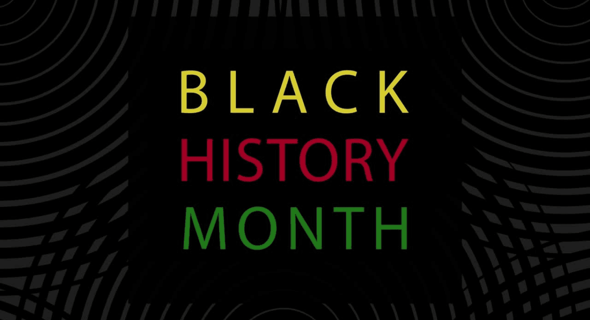 black background with text Black History Month